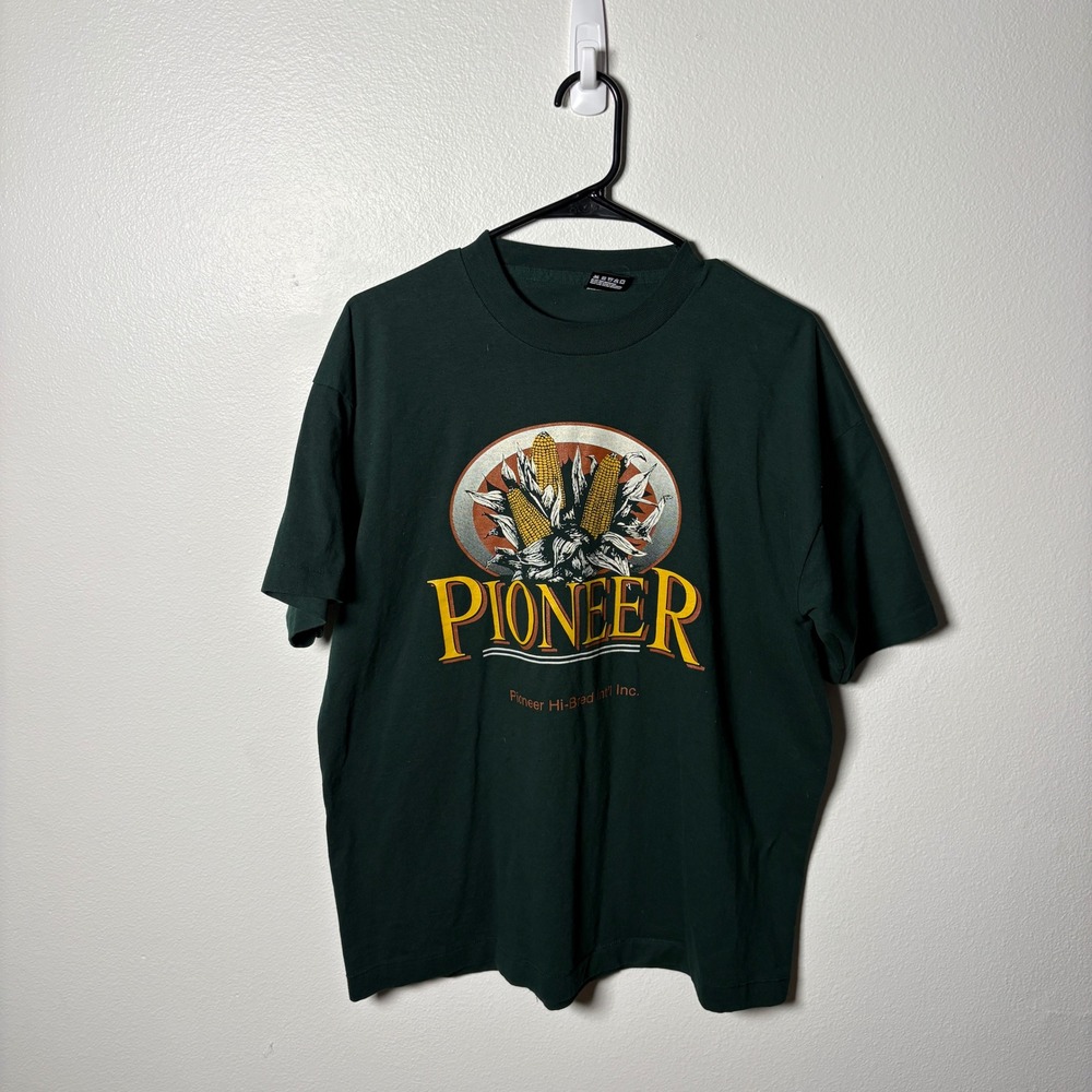Vintage Fruit of the Loom Pioneer Hi-Bred Corn T-Shirt Green XL Made in USA